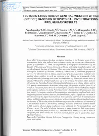 Tectonic Structure of Central~Western Attica (Greece) Based on Geophysical Investigations· Preliminary Results