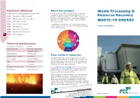 Waste Processing & Resource Recovery WASTE-TO-ENERGY