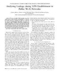 Analysing Leakage During VPN Establishment in Public Wi-Fi Networks