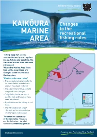 Kaikōura Marine Area If It Specified in the Regulations Has Not Had One-Third of the Telson Cut Off