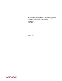 Licensing Information User Manual Release 9.1 F13415-01