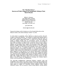 Sources of Public Support for Xenophobic Voting in Post- Soviet Russia
