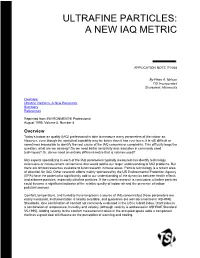 Ultrafine Particles: a New Iaq Metric