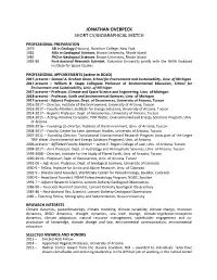 Jonathan Overpeck Short Cv/Biographical Sketch
