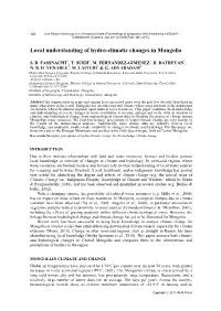 Local Understanding of Hydro-Climatic Changes in Mongolia
