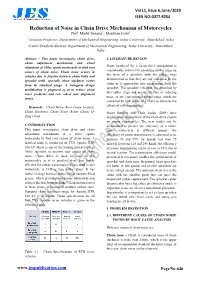 Reduction of Noise in Chain Drive Mechanism of Motorcycles Prof