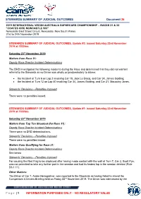 STEWARDS SUMMARY of JUDICIAL OUTCOMES Document 26