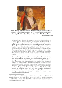 Time, History, and Providence in the Philosophy Of