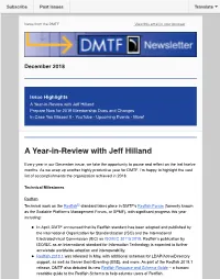 A Year-In-Review with Jeff Hilland Prepare Now for 2019 Membership Dues and Changes in Case You Missed It • Youtube • Upcoming Events • More!