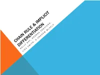 Chain Rule & Implicit Differentiation