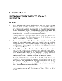 Chapter Nineteen the Representative Elements: Groups 1A Through 4A