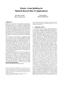 Doloto: Code Splitting for Network-Bound Web 2.0 Applications