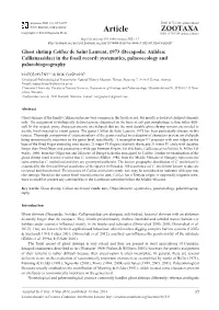 Ghost Shrimp Calliax De Saint Laurent, 1973 (Decapoda: Axiidea: Callianassidae) in the Fossil Record: Systematics, Palaeoecology and Palaeobiogeography