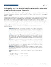 Optimization of a Microfluidics-Based Next Generation Sequencing Assay for Clinical Oncology Diagnostics