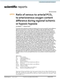 Ratio of Venous-To-Arterial PCO2 to Arteriovenous Oxygen Content