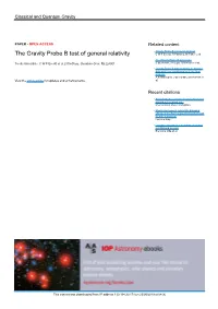 The Gravity Probe B Test of General Relativity C W F Everitt, R Parmley, M Taber Et Al