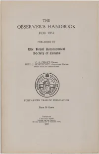 The Observer's Handbook for 1953