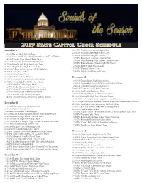2019 State Capitol Choir Schedule