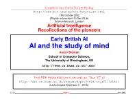 AI and the Study of Mind Aaron Sloman School of Computer Science, the University of Birmingham, UK
