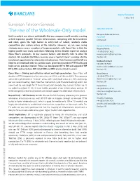 European Telecom Services: the Rise of the Wholesale-Only Model