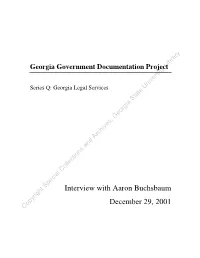 Interview with Aaron Buchsbaum December 29, 2001 Copyright Special Collections and Archives, Georgia State University Library