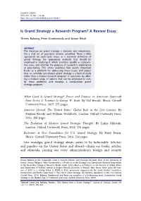 Is Grand Strategy a Research Program? a Review Essay