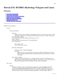 Metadata for Hawaii Environmental Sensitivity Index (ESI)
