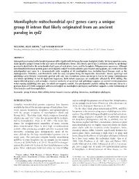 Monilophyte Mitochondrial Rps1 Genes Carry a Unique Group II Intron That Likely Originated from an Ancient Paralog in Rpl2