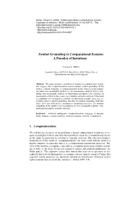 Symbol Grounding in Computational Systems: a Paradox of Intentions’, Minds and Machines, 19 (4), 529-41