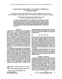 Carbon Kinetic Isotope Effect in the Oxidation of Methane by The