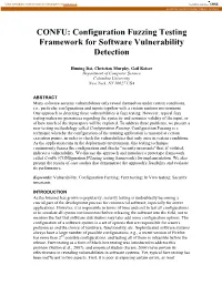 Configuration Fuzzing Testing Framework for Software Vulnerability Detection