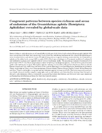 Congruent Patterns Between Species Richness and Areas of Endemism of the Greenideinae Aphids (Hemiptera: Aphididae) Revealed by Global-Scale Data