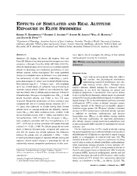 Effects of Simulated and Real Altitude Exposure in Elite Swimmers