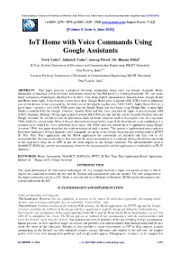 Iot Home with Voice Commands Using Google Assistants