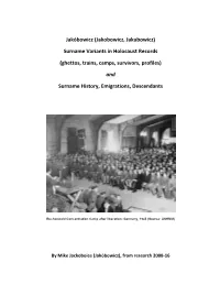 Jakóbowicz (Jakobowicz, Jakubowicz) Surname Variants in Holocaust Records