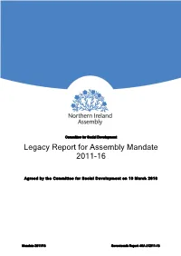 Legacy Report for Assembly Mandate 2011-16