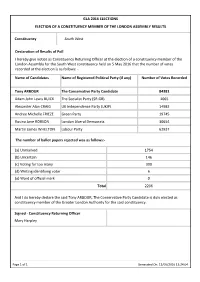 Name of Candidates Name of Registered Political Party (If Any) Number of Votes Recorded