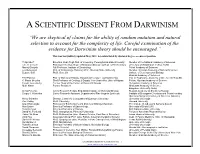 A Scientific Dissent from Darwinism