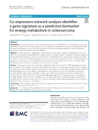 Co-Expression Network Analysis Identifies a Gene Signature As A