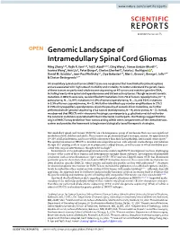 Genomic Landscape of Intramedullary Spinal Cord Gliomas Ming Zhang1,10, Rajiv R