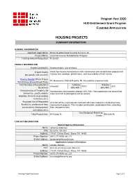 Housing Projects Summary Information