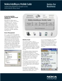 Nokia Intellisync Mobile Suite Nokia for Connecting Business People to the Business Information They Need