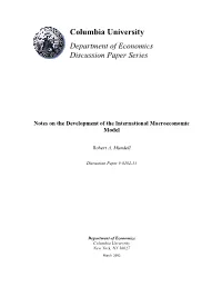 Notes on the Development of the International Macroeconomic Model