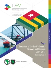 Togo: an IDEV Evaluation of the Bank’S Country Strategy and Program 2004-2013 Summary Report
