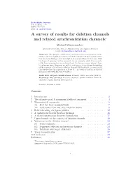 A Survey of Results for Deletion Channels and Related Synchronization Channels∗