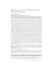 Implementing Statically Typed Object-Oriented Programming Languages
