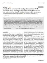 Longitudinal Genome-Wide Methylation Study of PTSD Treatment Using Prolonged Exposure and Hydrocortisone ✉ Ruoting Yang 1,4 , Changxin Xu2,4, Linda M