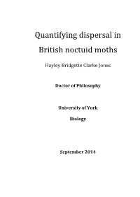 Quantifying Dispersal in British Noctuid Moths