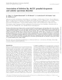 Association of Deletion 9P, 46,XY Gonadal Dysgenesis and Autistic Spectrum Disorder