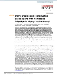 Demographic and Reproductive Associations with Nematode Infection in a Long-Lived Mammal Carly L